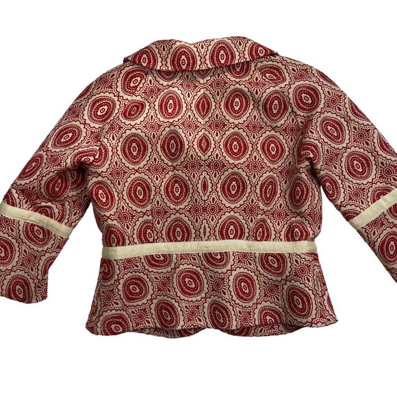 Arden B Women's Blazer Medium Tapestry Style Cropped Red and Cream Vintage y2k - Picture 4 of 9